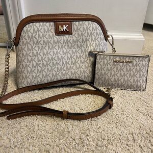 Michael Kors Brown and Cream Crossbody Bag